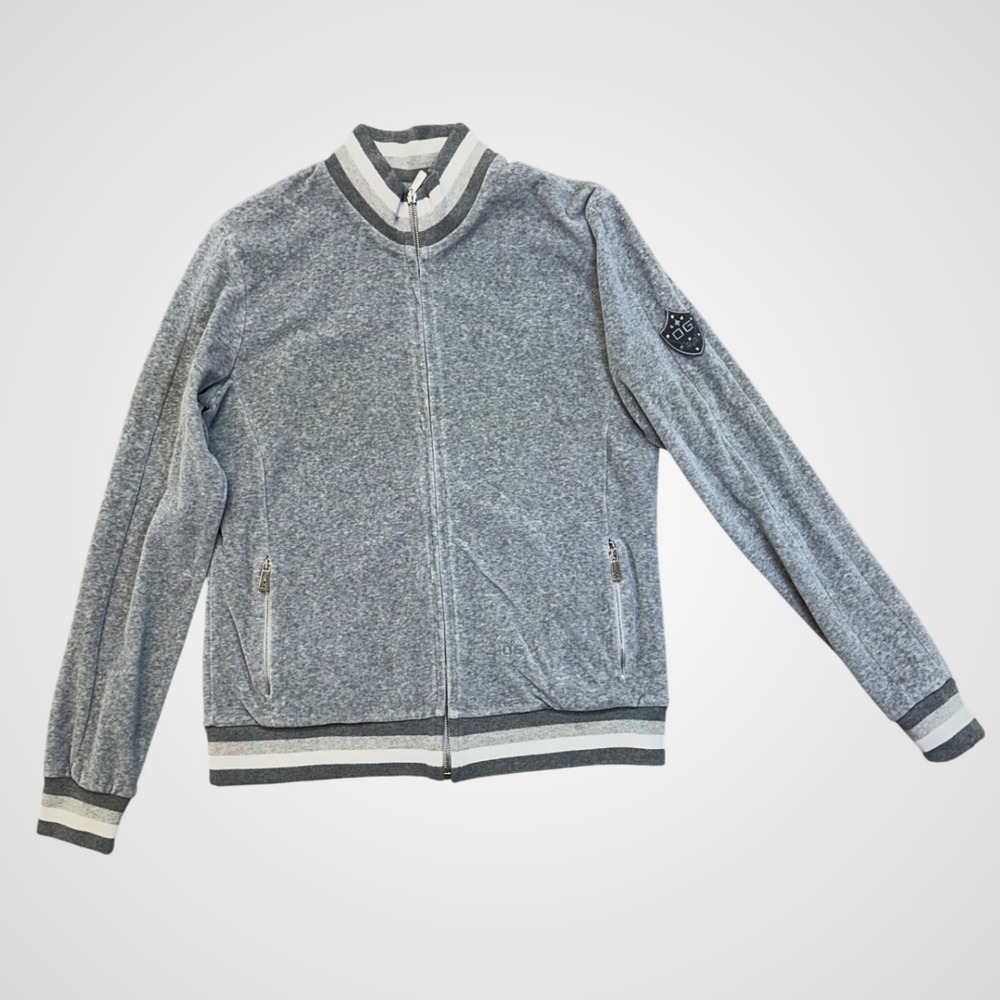 Ogier Track Jacket Womens Gray Excellent Italy Zip Mock Neck Striped Trim Mint